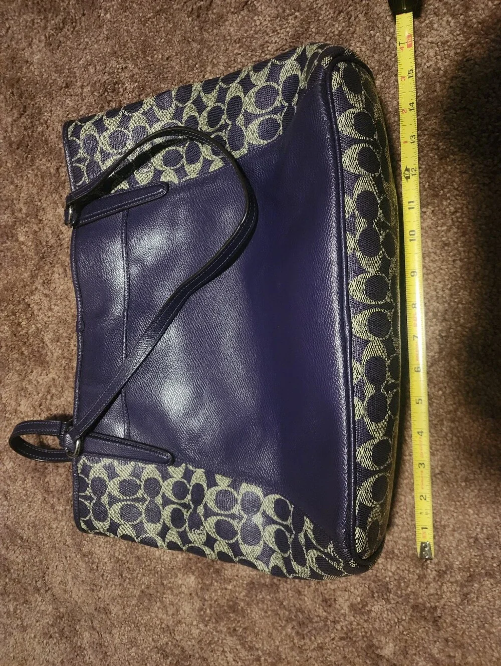 Coach Purple Leather & Signature Panel Shoulder Bag